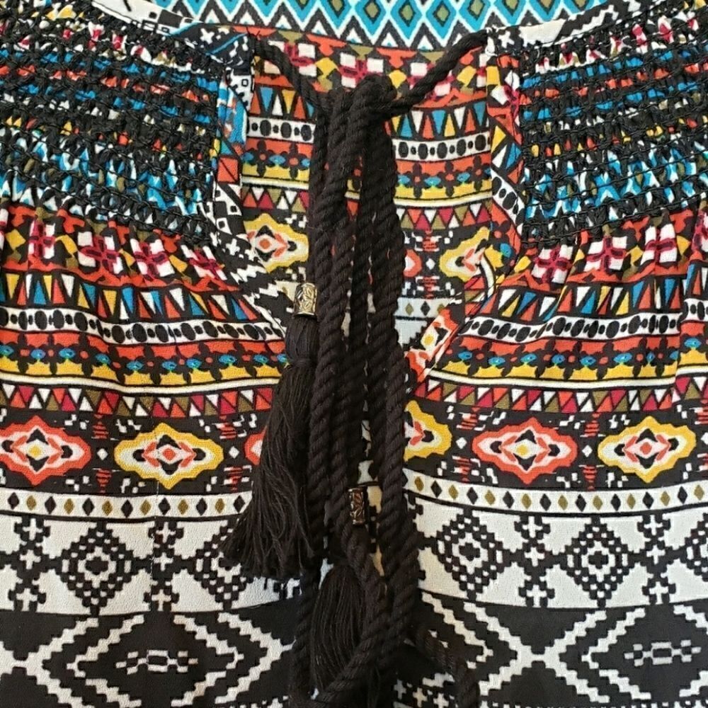 RUFF HEWN L/S Flowy Colorful Boho Top - Picture 7 of 10